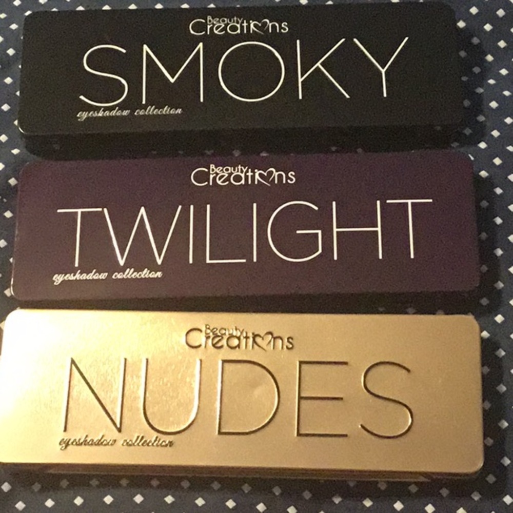 3 Beauty Creations Eyeshadow pallets & makeup bag